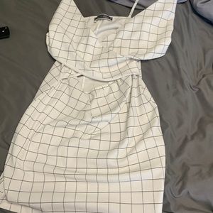 Blue blush white dress